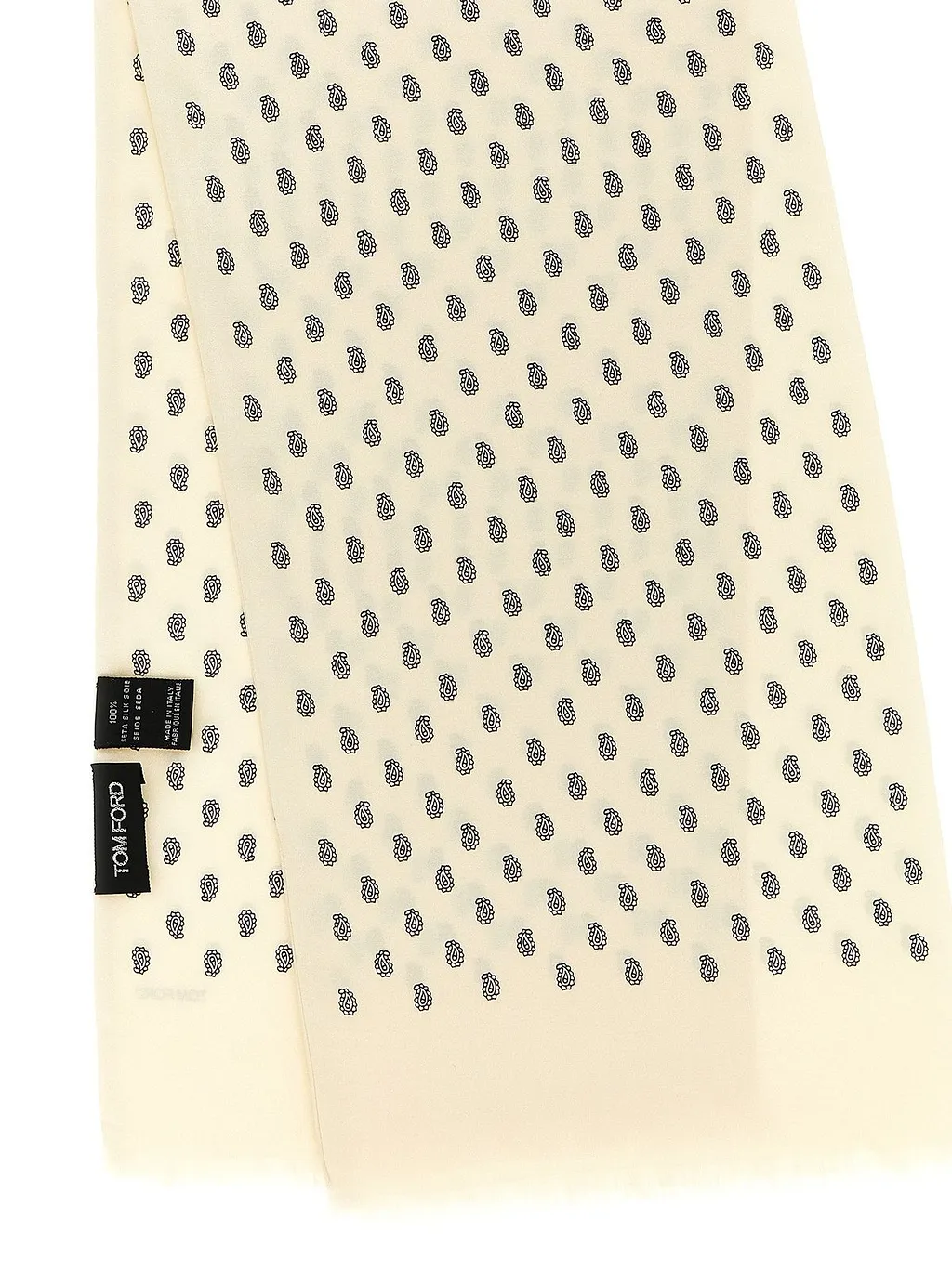 Tom Ford Paisley Print Logo Patch Scarf