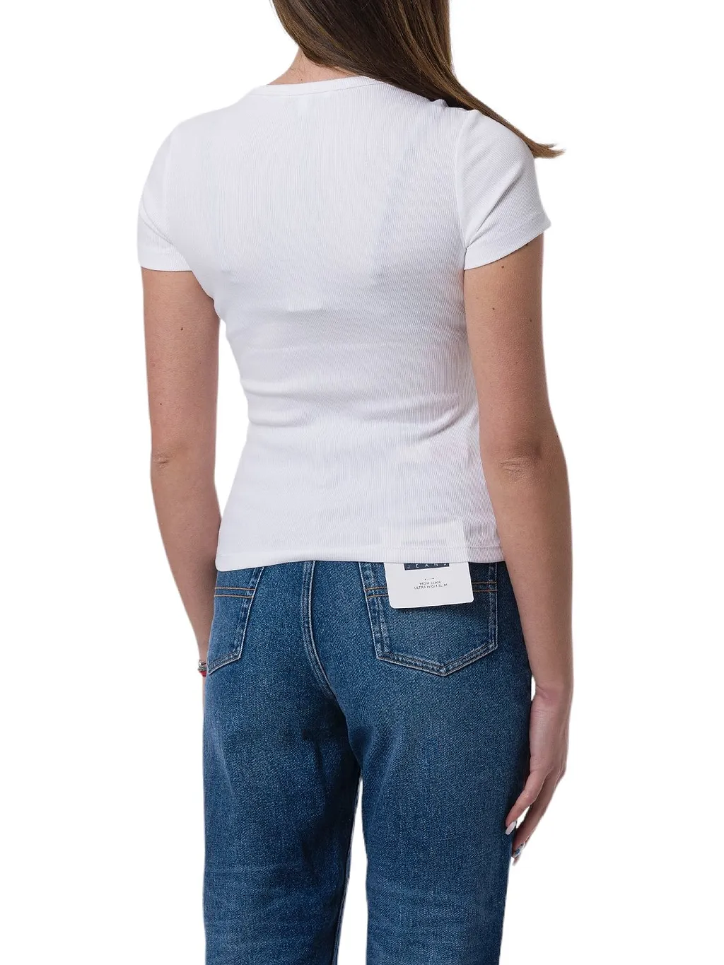 Tommy Jeans Logo Embroidered Ribbed Slim T-Shirt