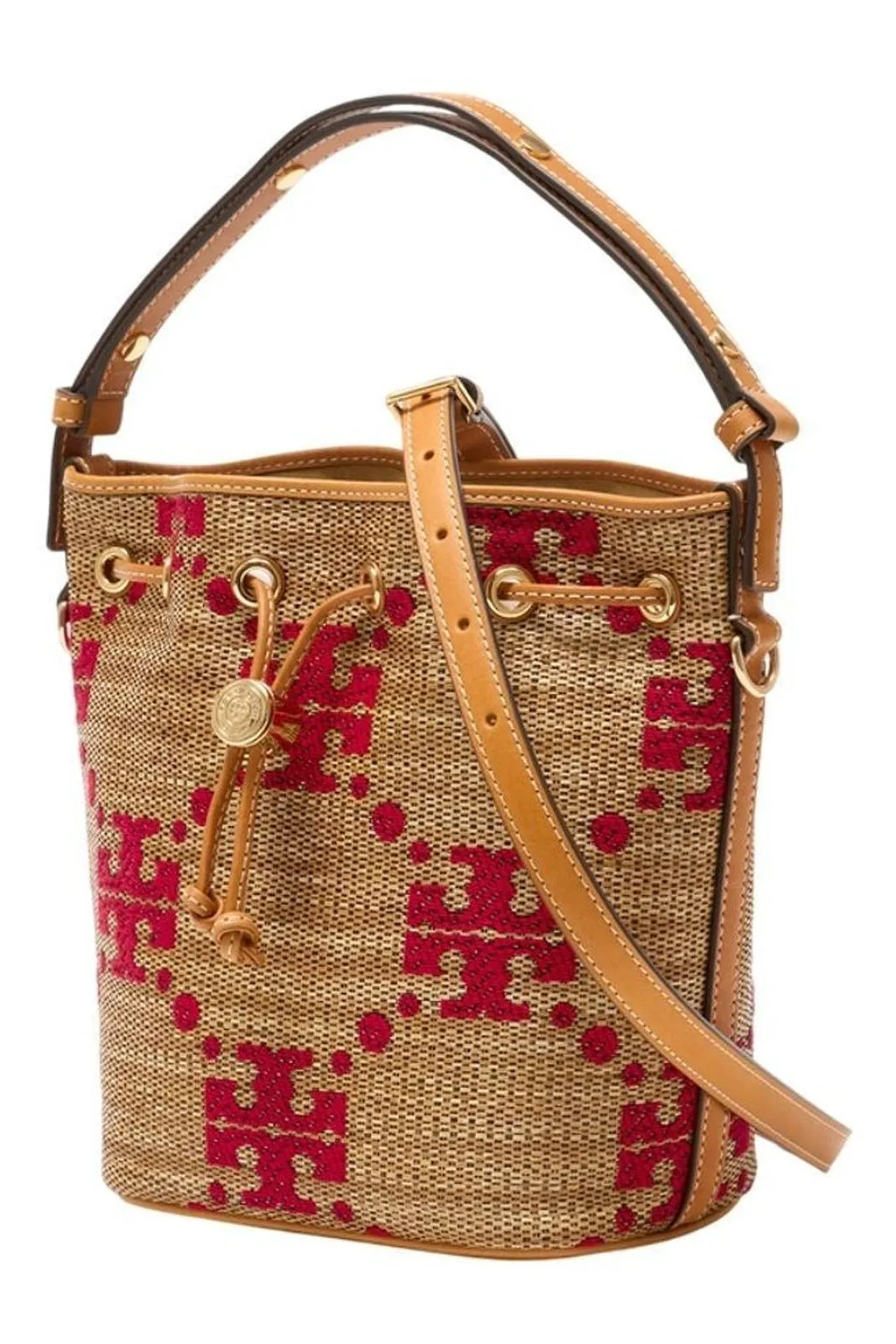 Tory Burch Logo Detailed Drawstring Bucket Bag
