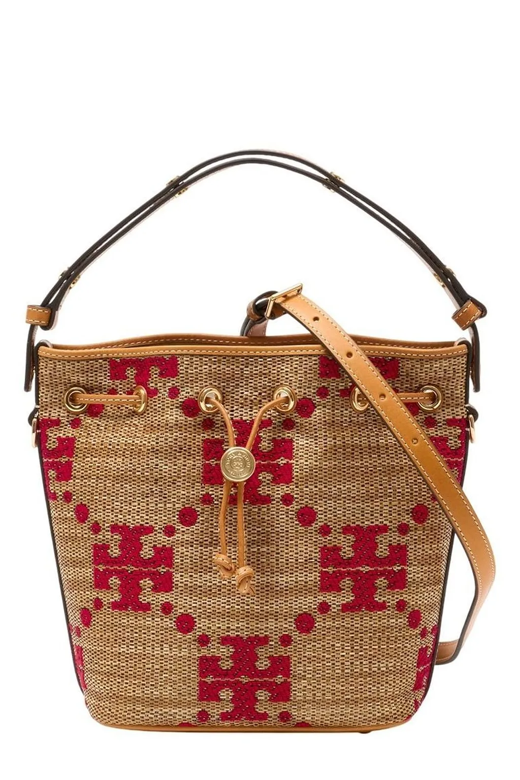 Tory Burch Logo Detailed Drawstring Bucket Bag