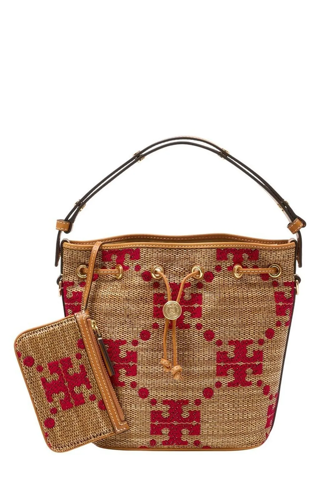 Tory Burch Logo Detailed Drawstring Bucket Bag