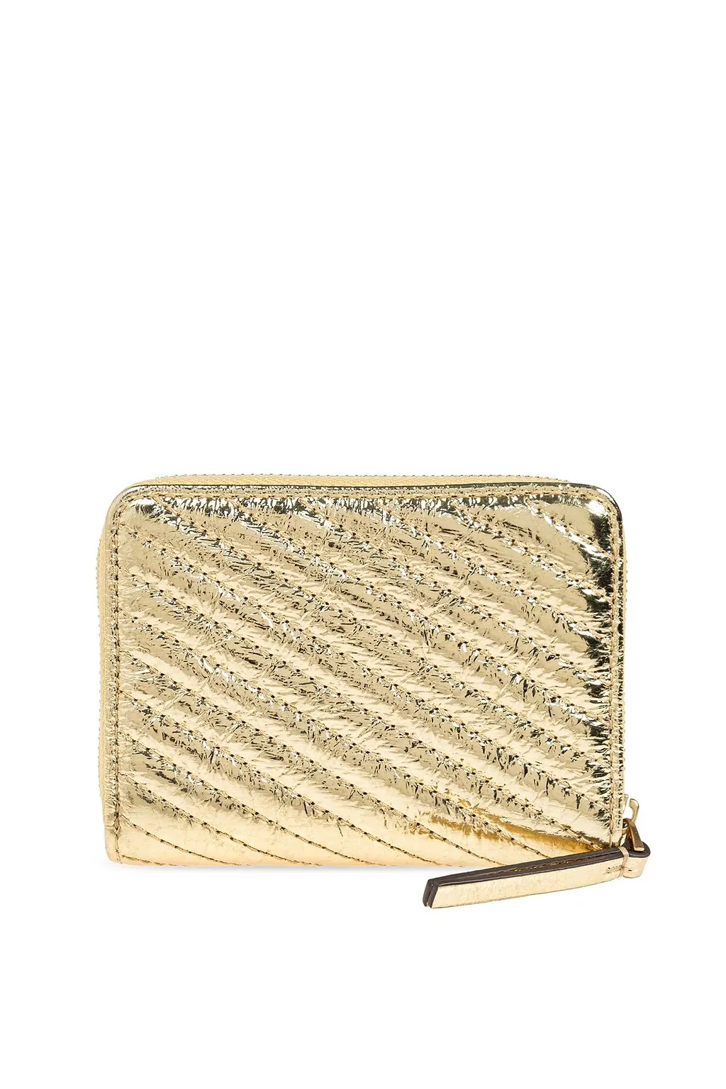 Tory Burch Small Kira Metallic Moto Quilted Zip-Around Wallet