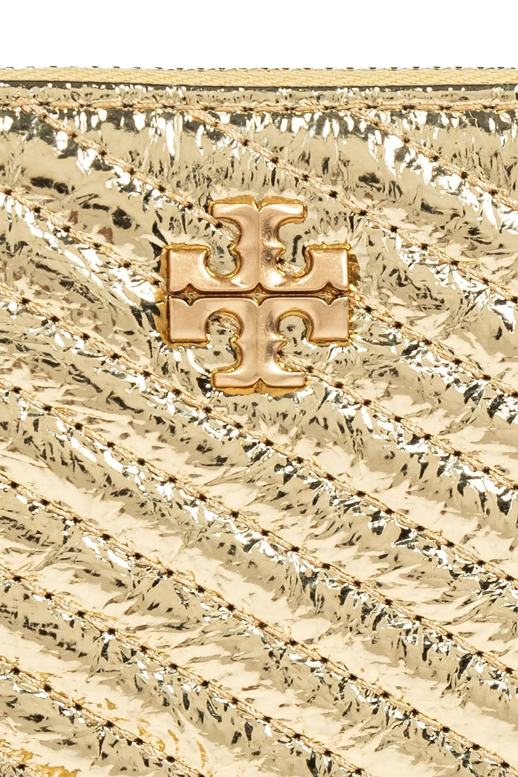 Tory Burch Small Kira Metallic Moto Quilted Zip-Around Wallet