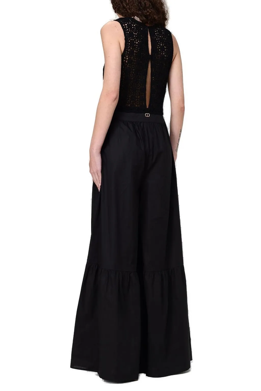 Twinset V-Neck Long Poplin Jumpsuit