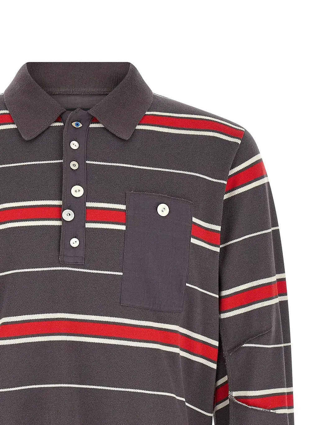 Undercover Striped Long-Sleeve Polo Shirt
