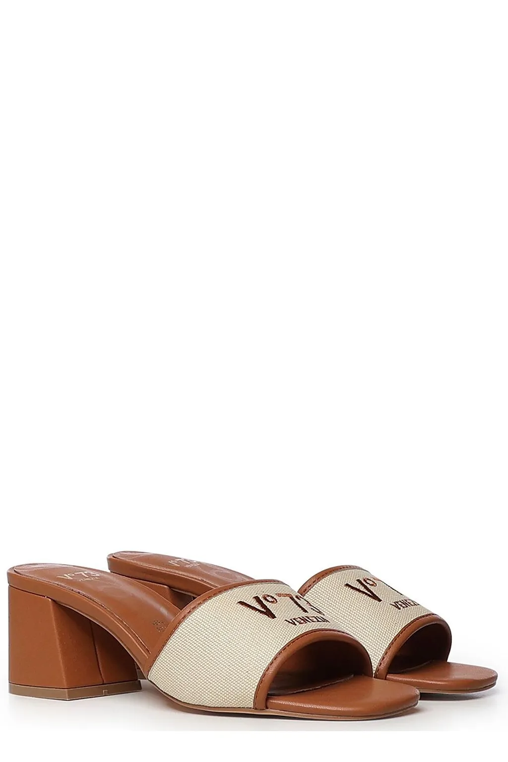 V73 Logo Block Heel Mules