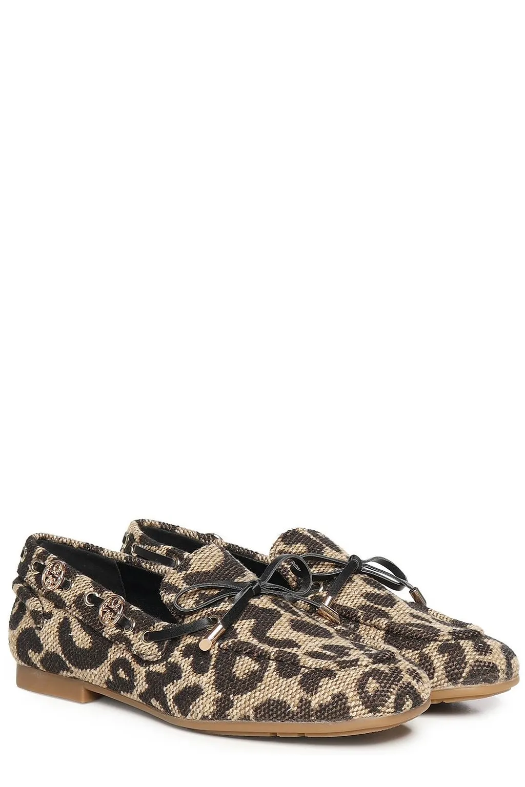 V73 Leopard-Print Bow Flat Shoes