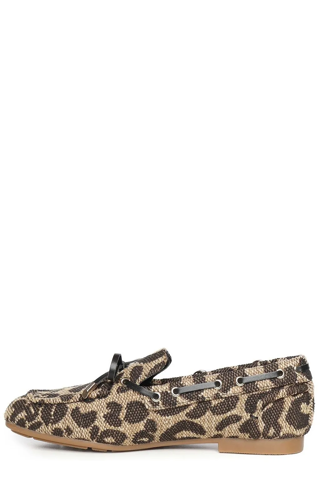 V73 Leopard-Print Bow Flat Shoes