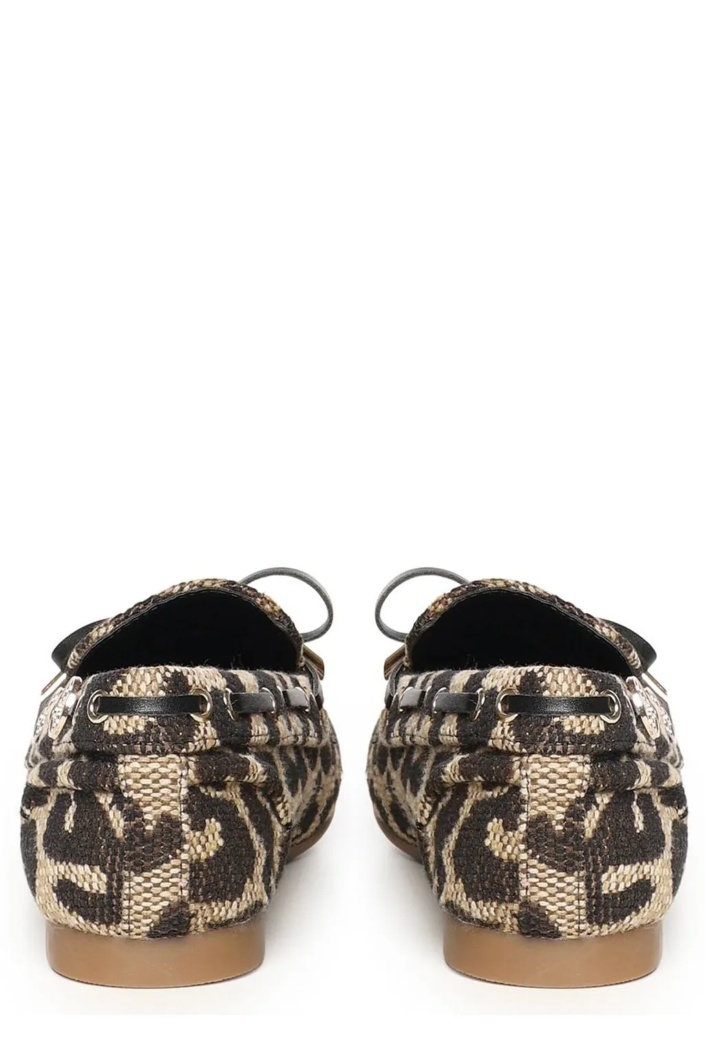 V73 Leopard-Print Bow Flat Shoes