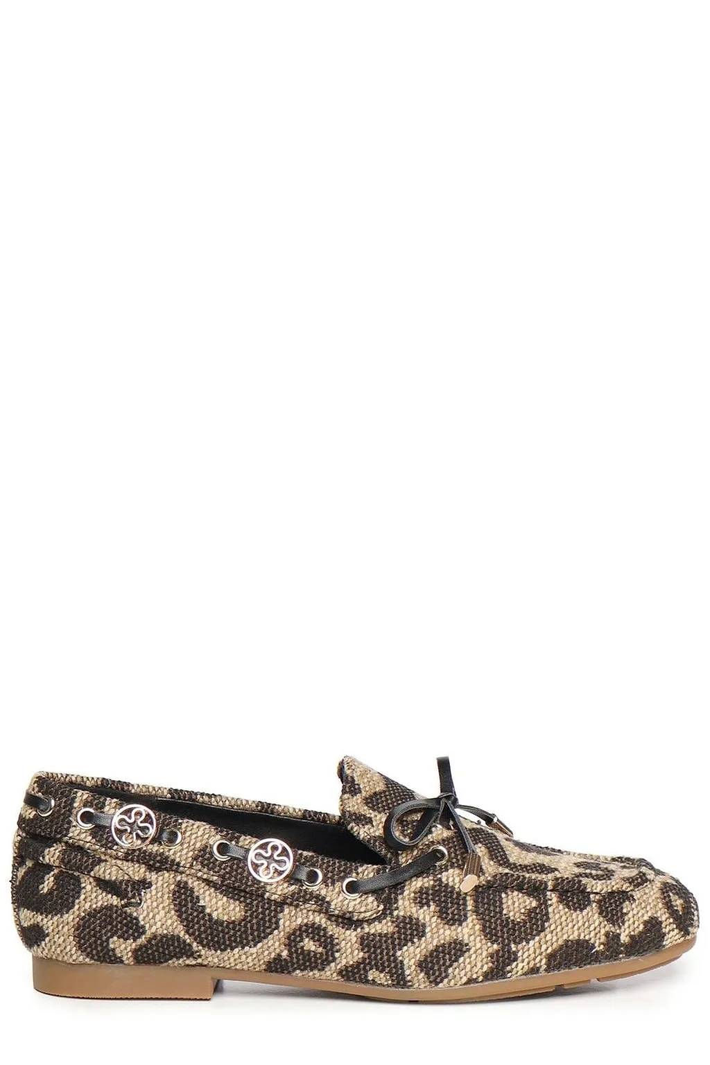 V73 Leopard-Print Bow Flat Shoes