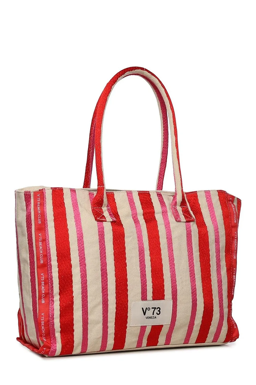 V73 Striped Logo Tote Bag