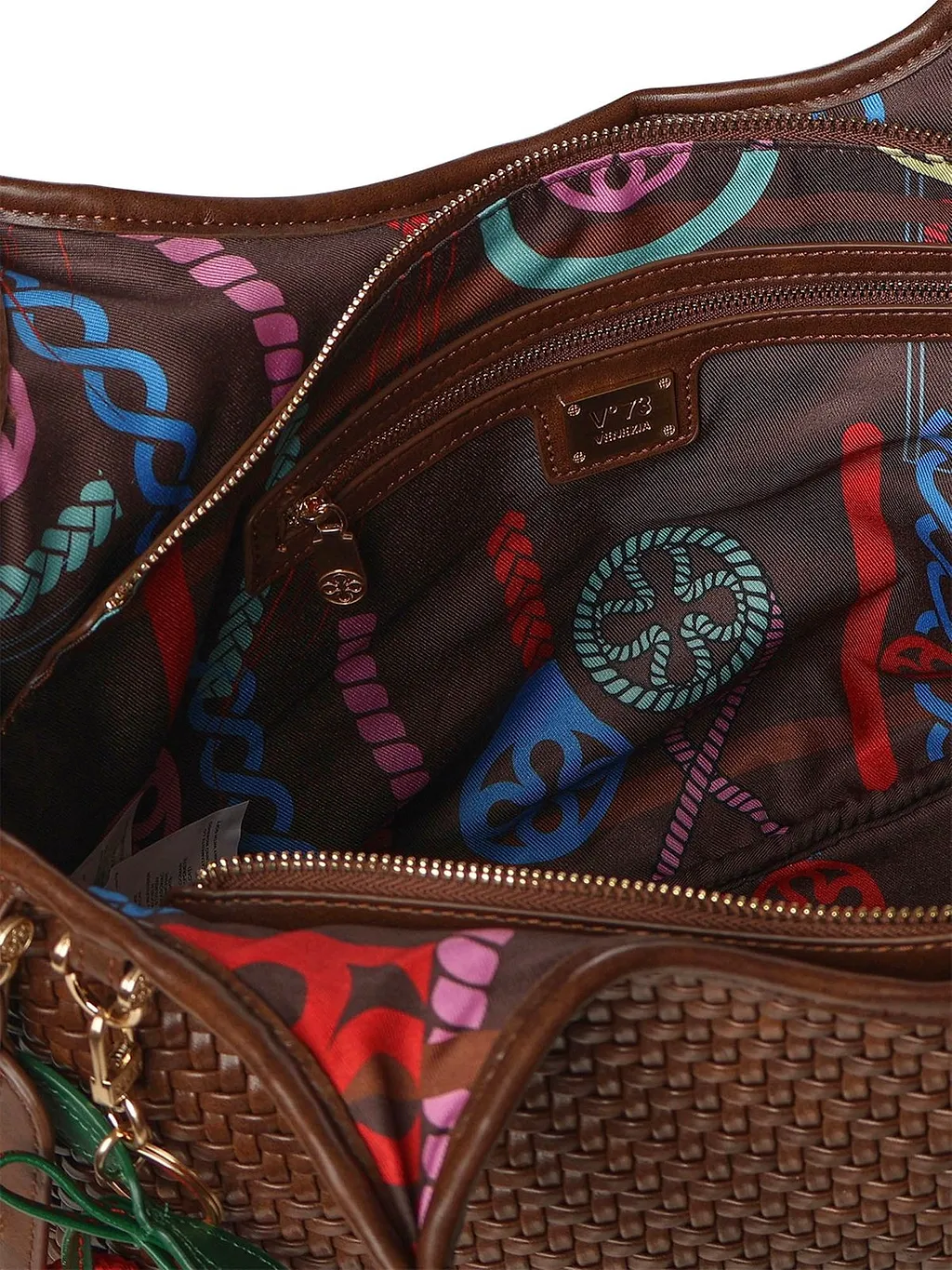 V73 Woven Charm Shoulder Bag