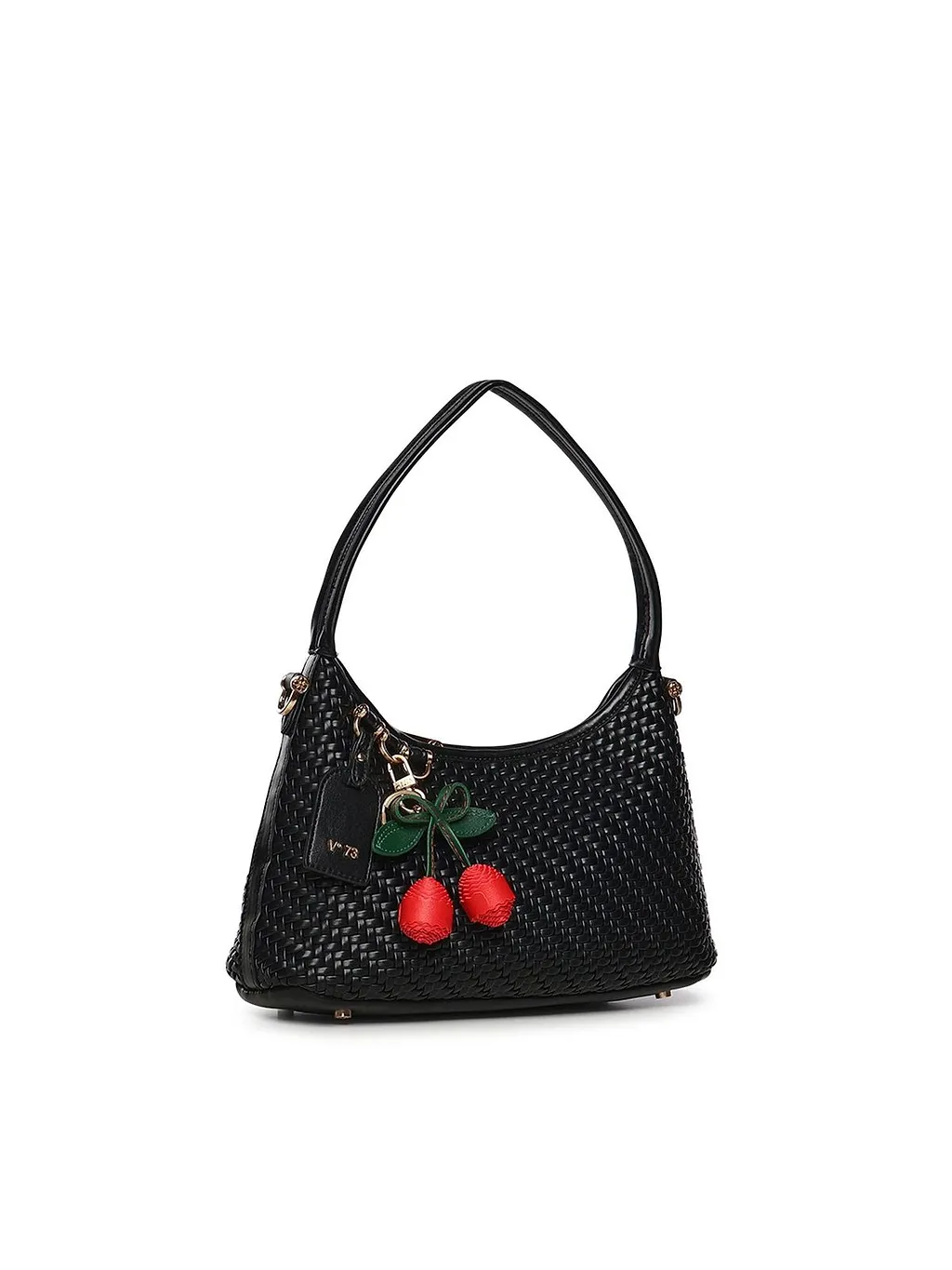 V73 Woven Cherry Charm Shoulder Bag