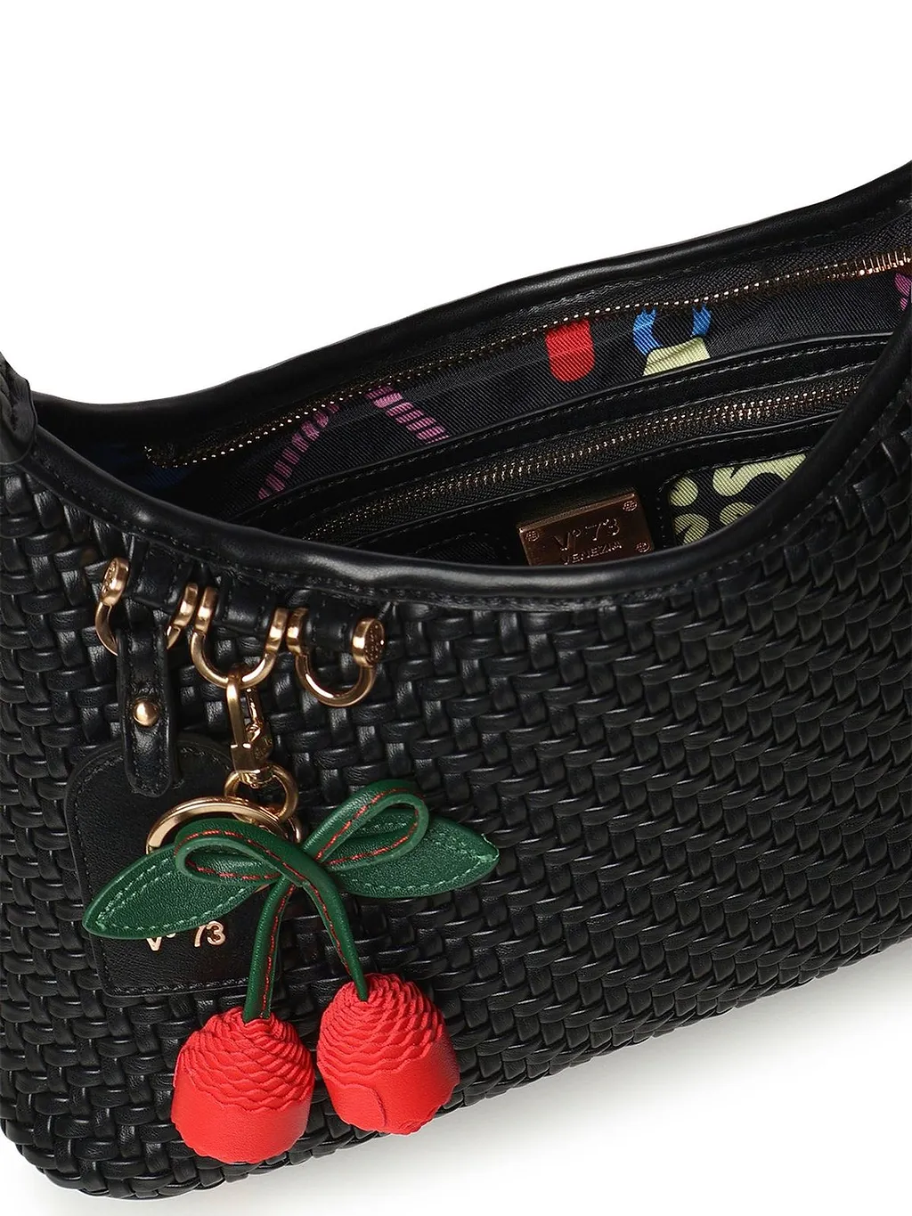 V73 Woven Cherry Charm Shoulder Bag