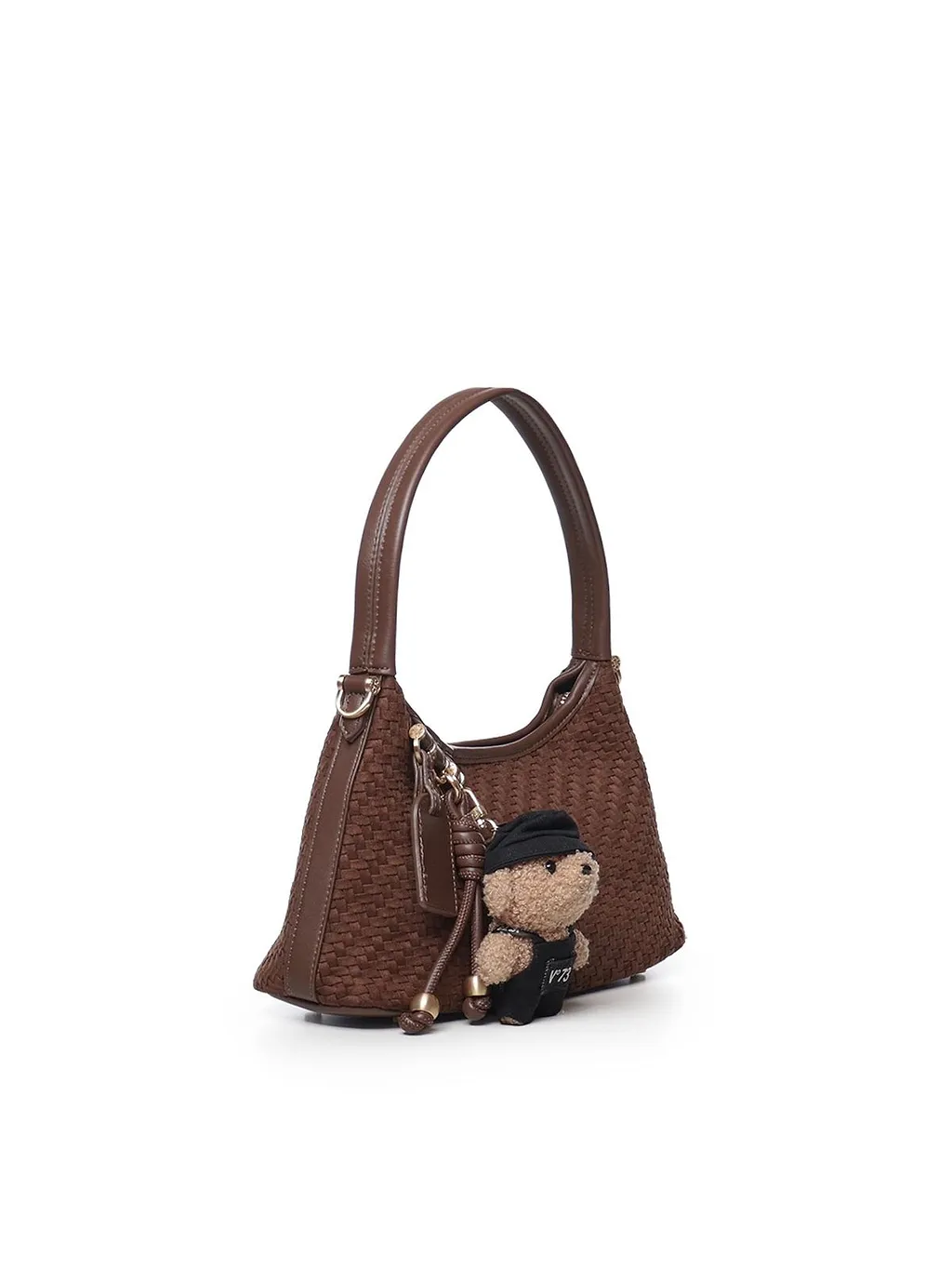 V73 Woven Teddy Charm Shoulder Bag