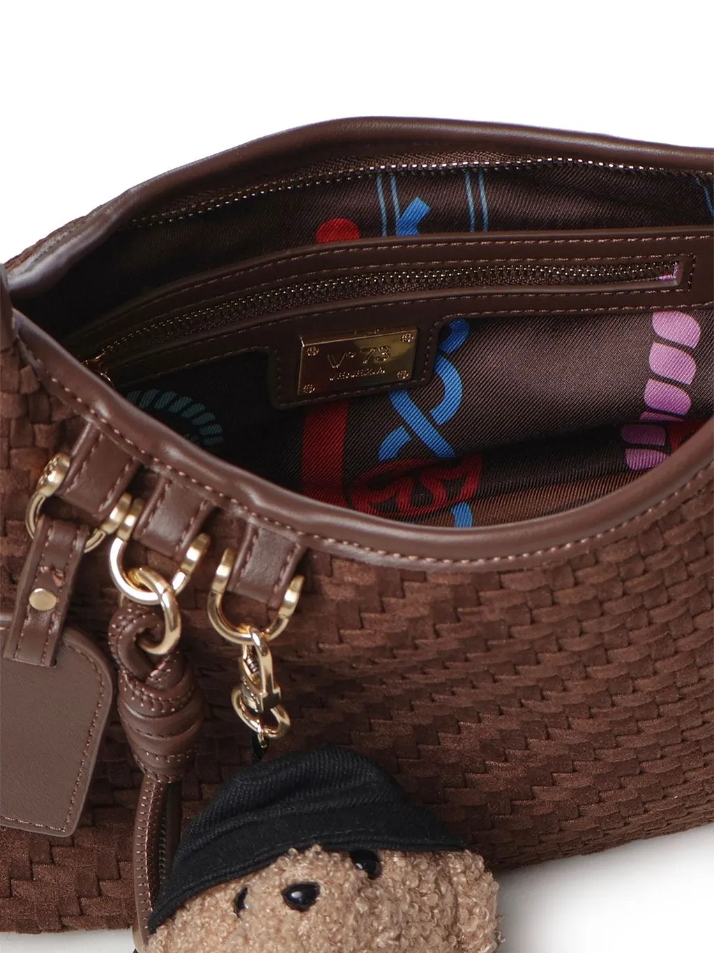 V73 Woven Teddy Charm Shoulder Bag
