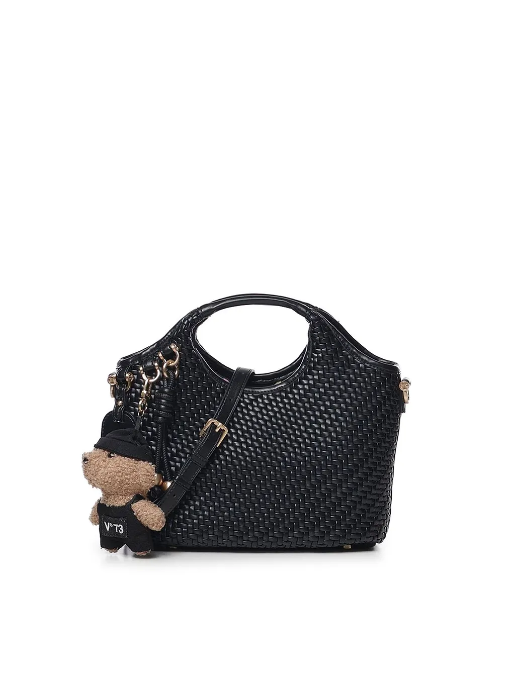 V73 Woven Teddy Charm Shoulder Bag