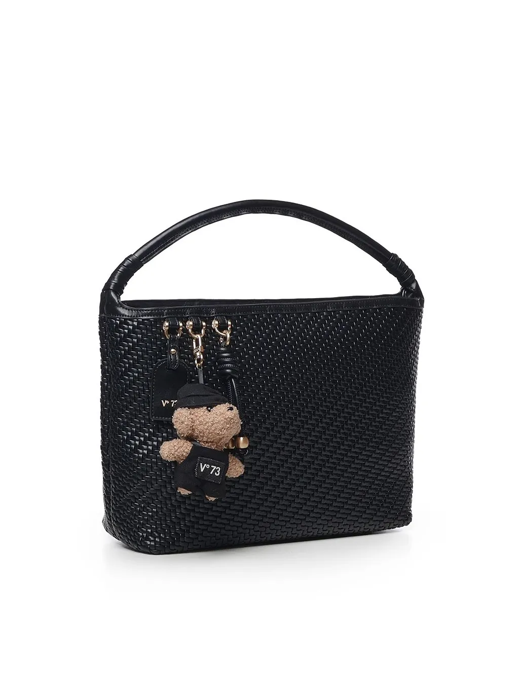 V73 Woven Teddy Charm Shoulder Bag