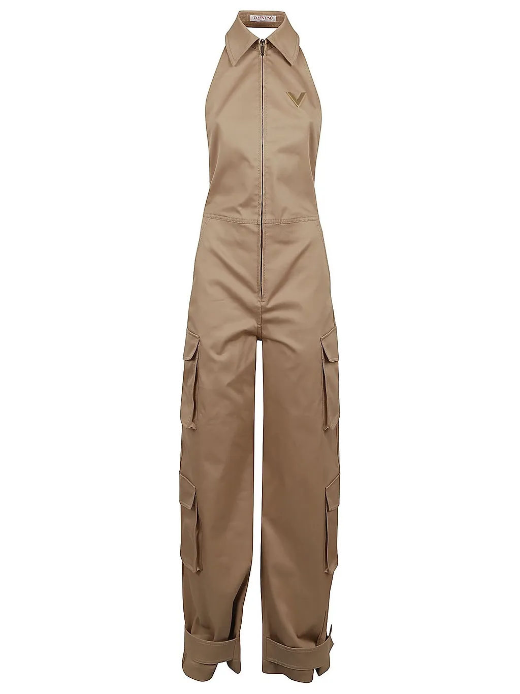 Valentino Logo Plaque Open Back Cargo Jumpsuit