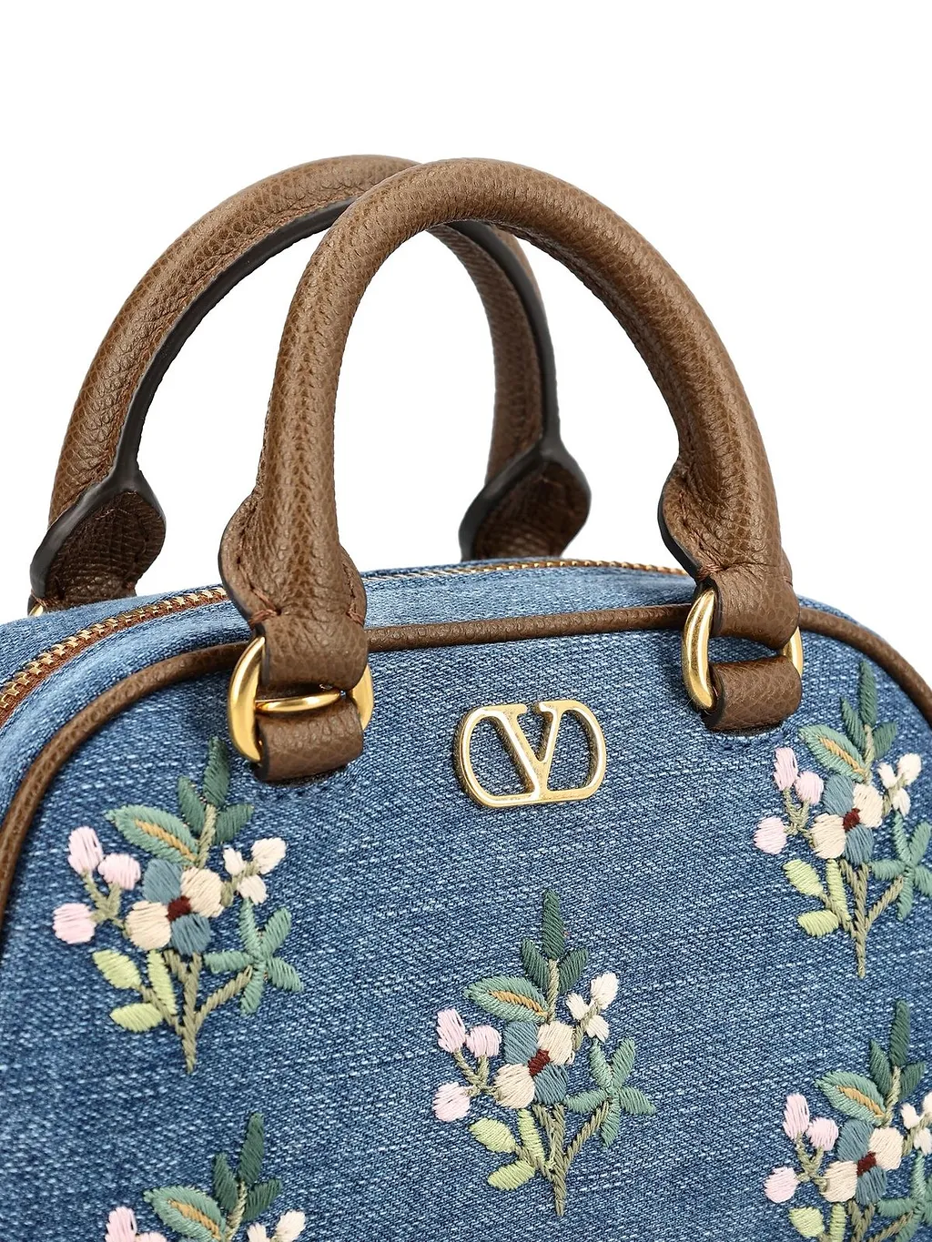 Valentino Vlogo Signature Denim Mini Top Handle Bag