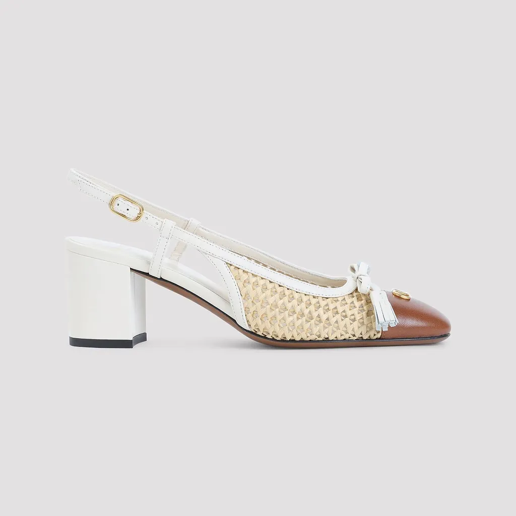 Valentino Woven Slingback Block Heel Pumps
