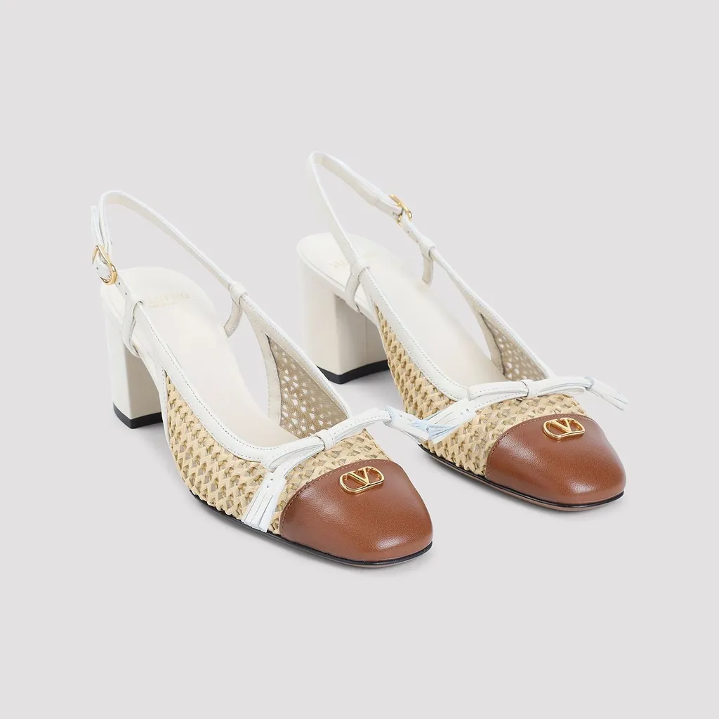 Valentino Woven Slingback Block Heel Pumps