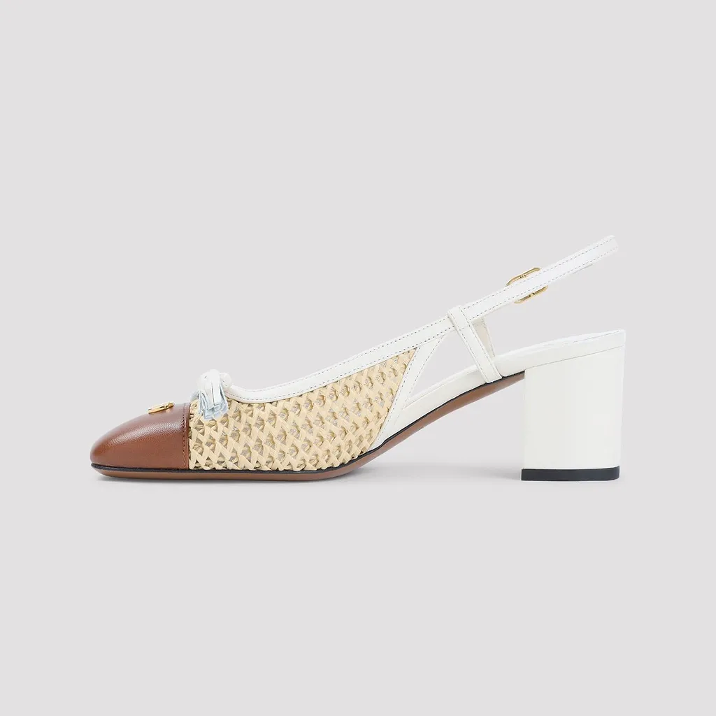 Valentino Woven Slingback Block Heel Pumps
