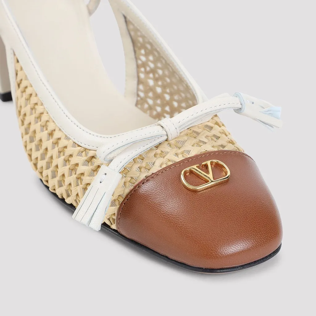 Valentino Woven Slingback Block Heel Pumps