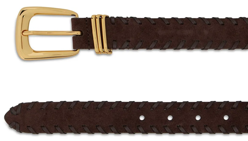 Veronica Beard Contrast Trim Leather Belt