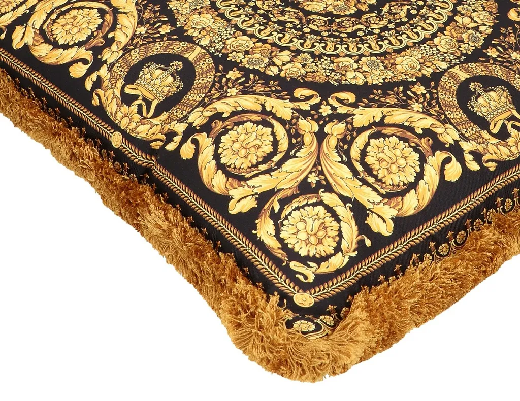 Versace Barocco Pattern Frayed Edge Cushion