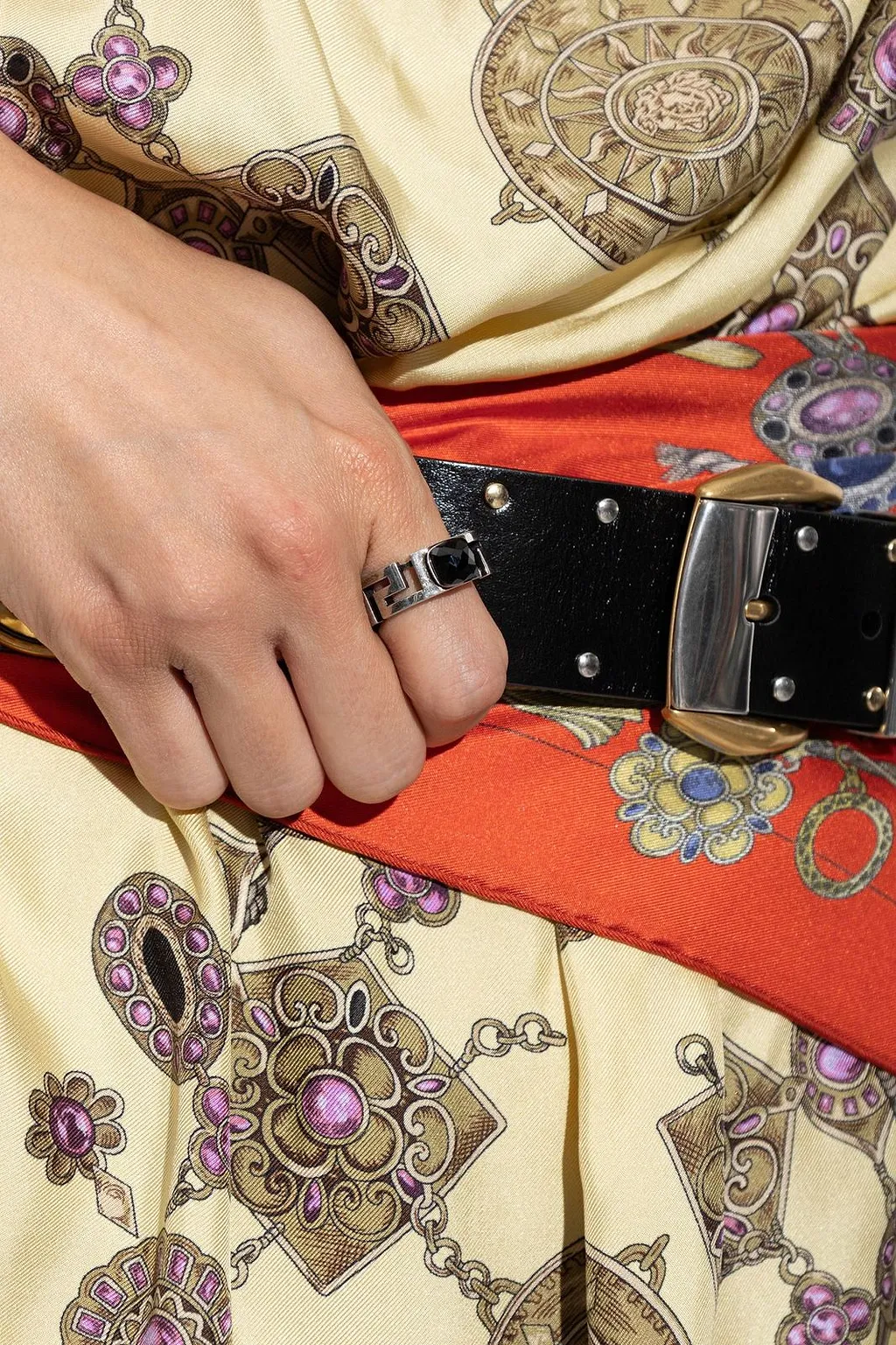 Versace Greca Stone Ring
