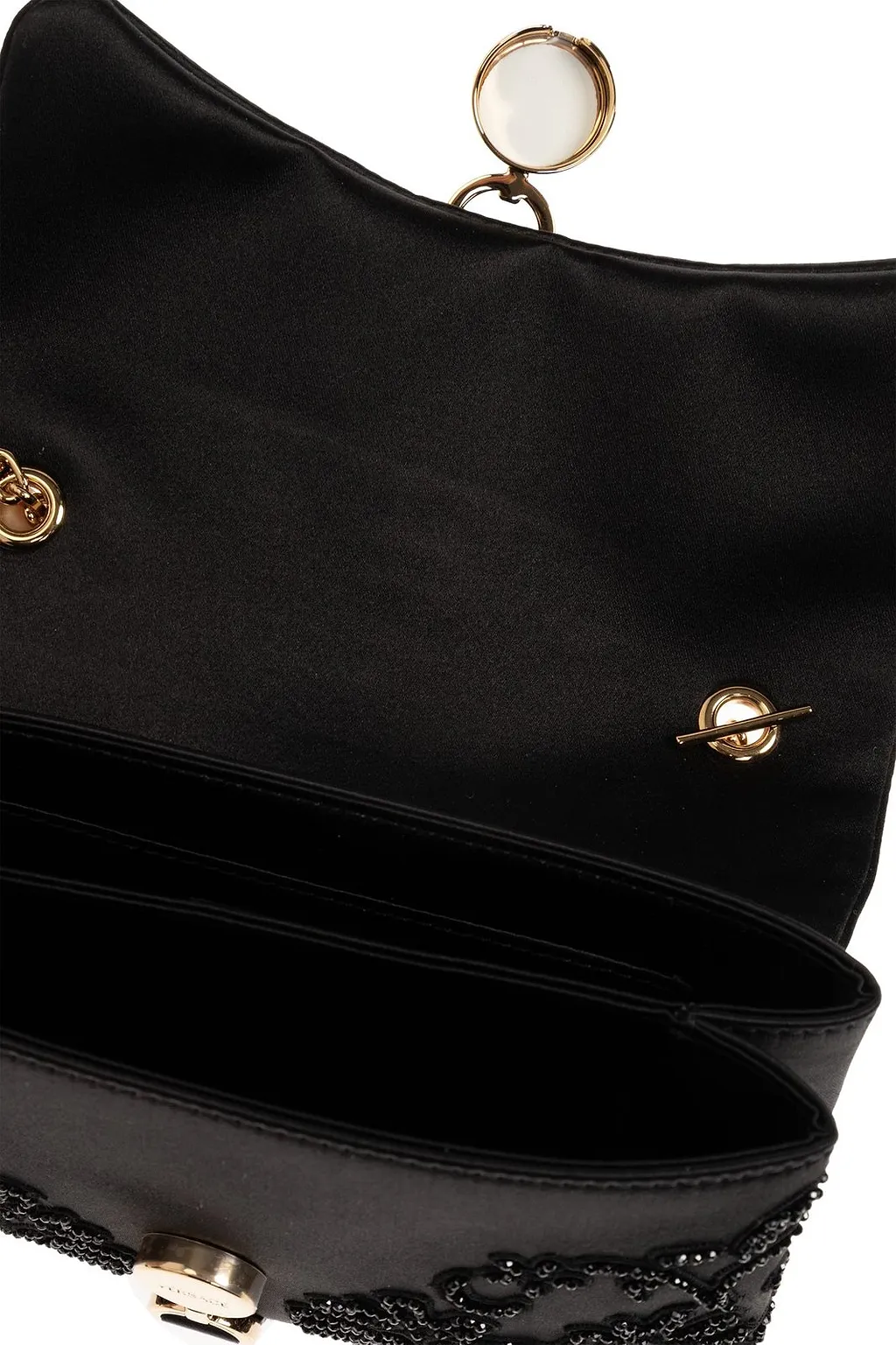 Versace Kleio Embroidered Satin Mini Crossbody Bag