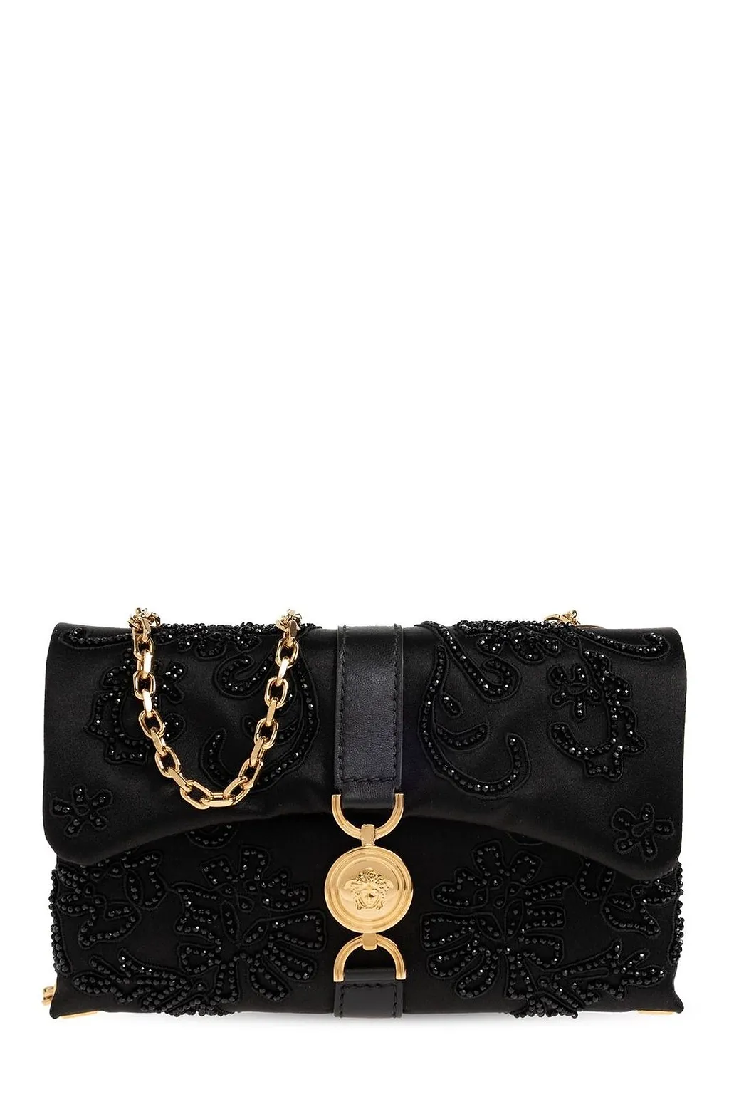 Versace Kleio Embroidered Satin Mini Crossbody Bag