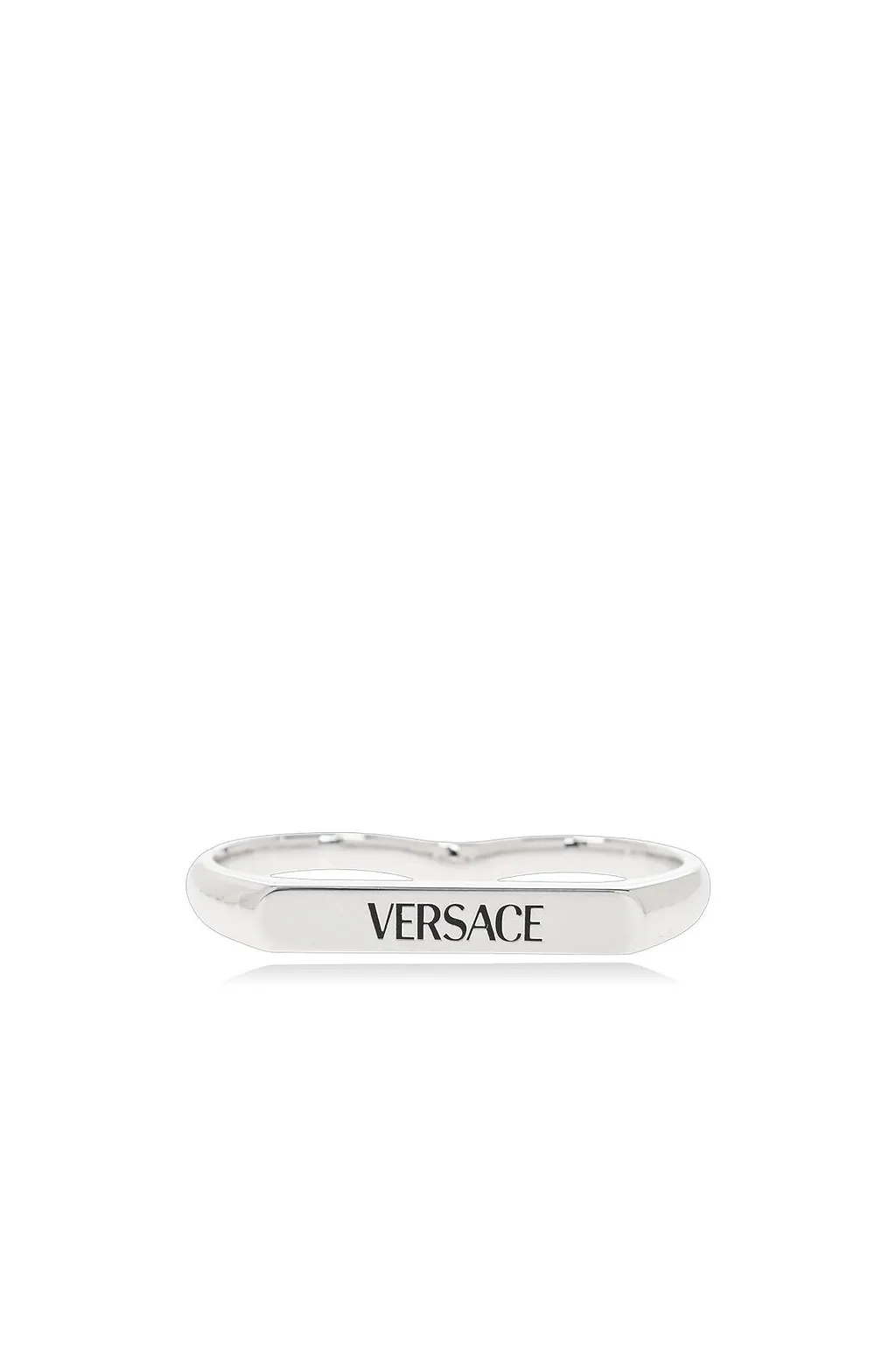 Versace Logo-Engraved Two Finger Ring