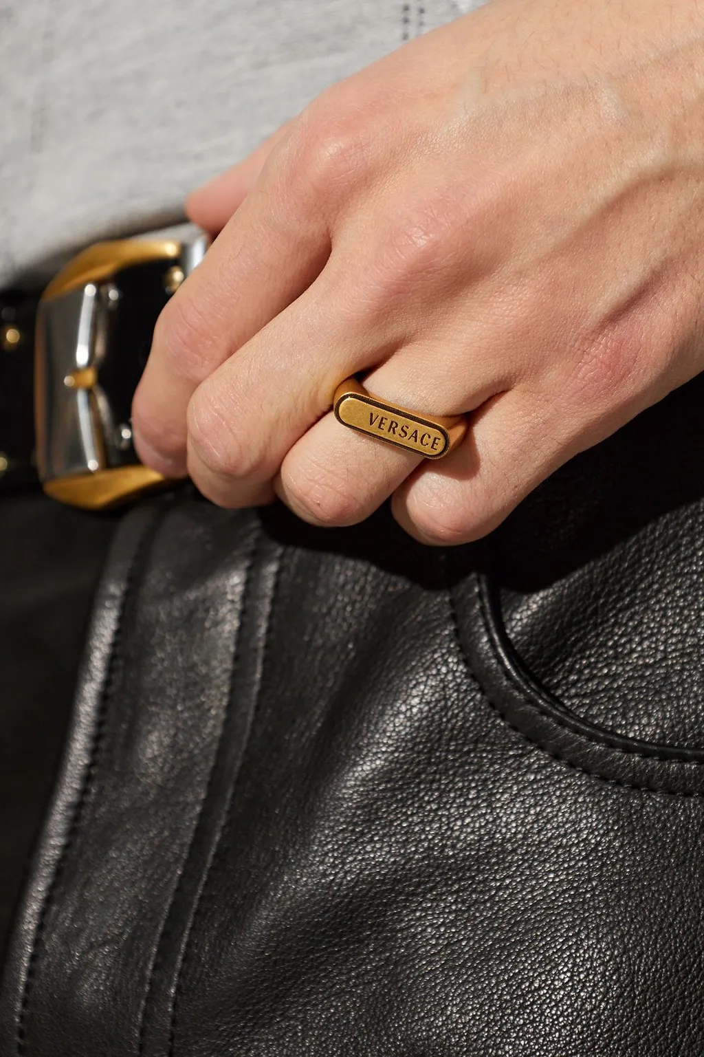 Versace Logo Plaque Signet Ring