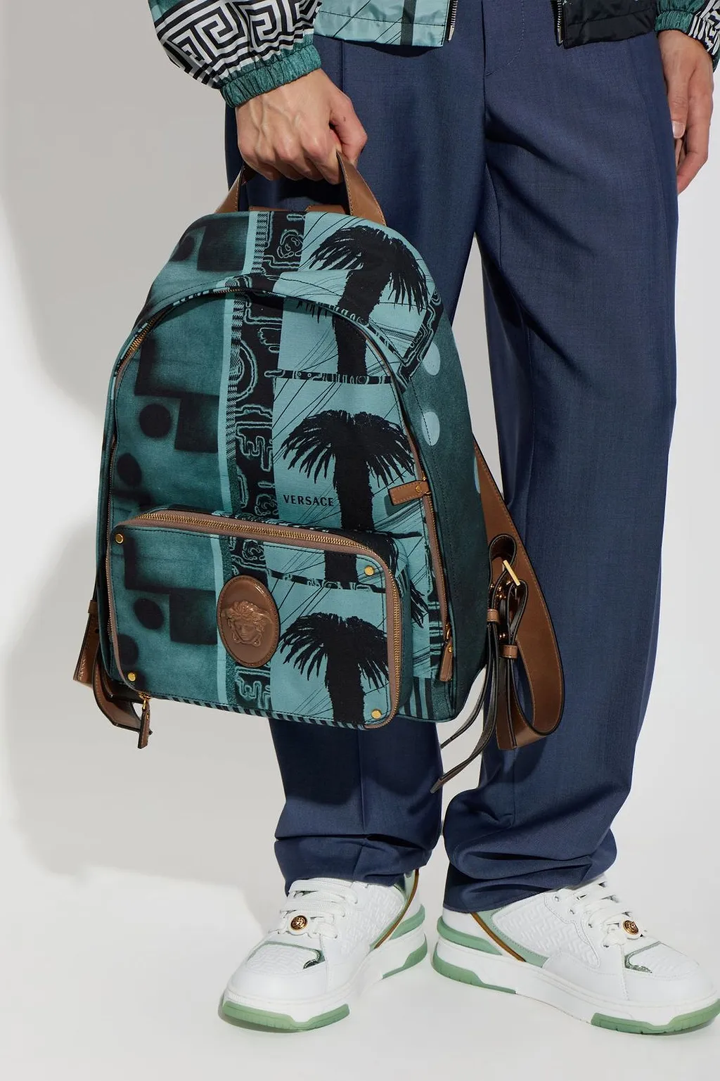 Versace Lou Palm Print Backpack