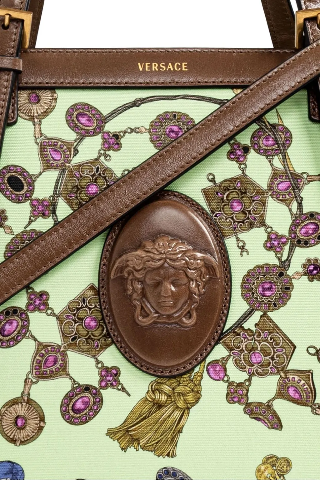 Versace Rivi Re Jewels Print Tote Bag