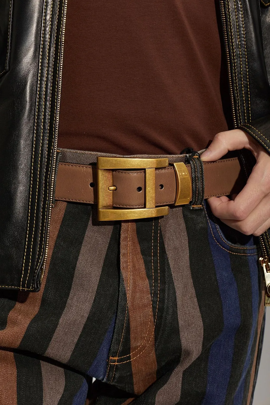 Versace Square-Buckle Leather Belt