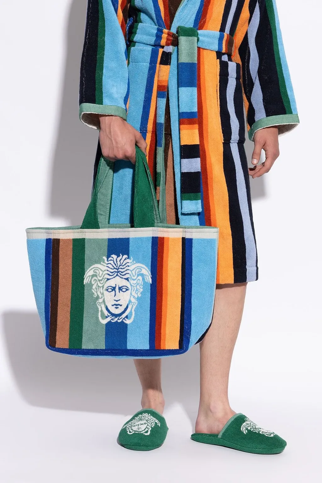 Versace Striped Medusa Tote Bag