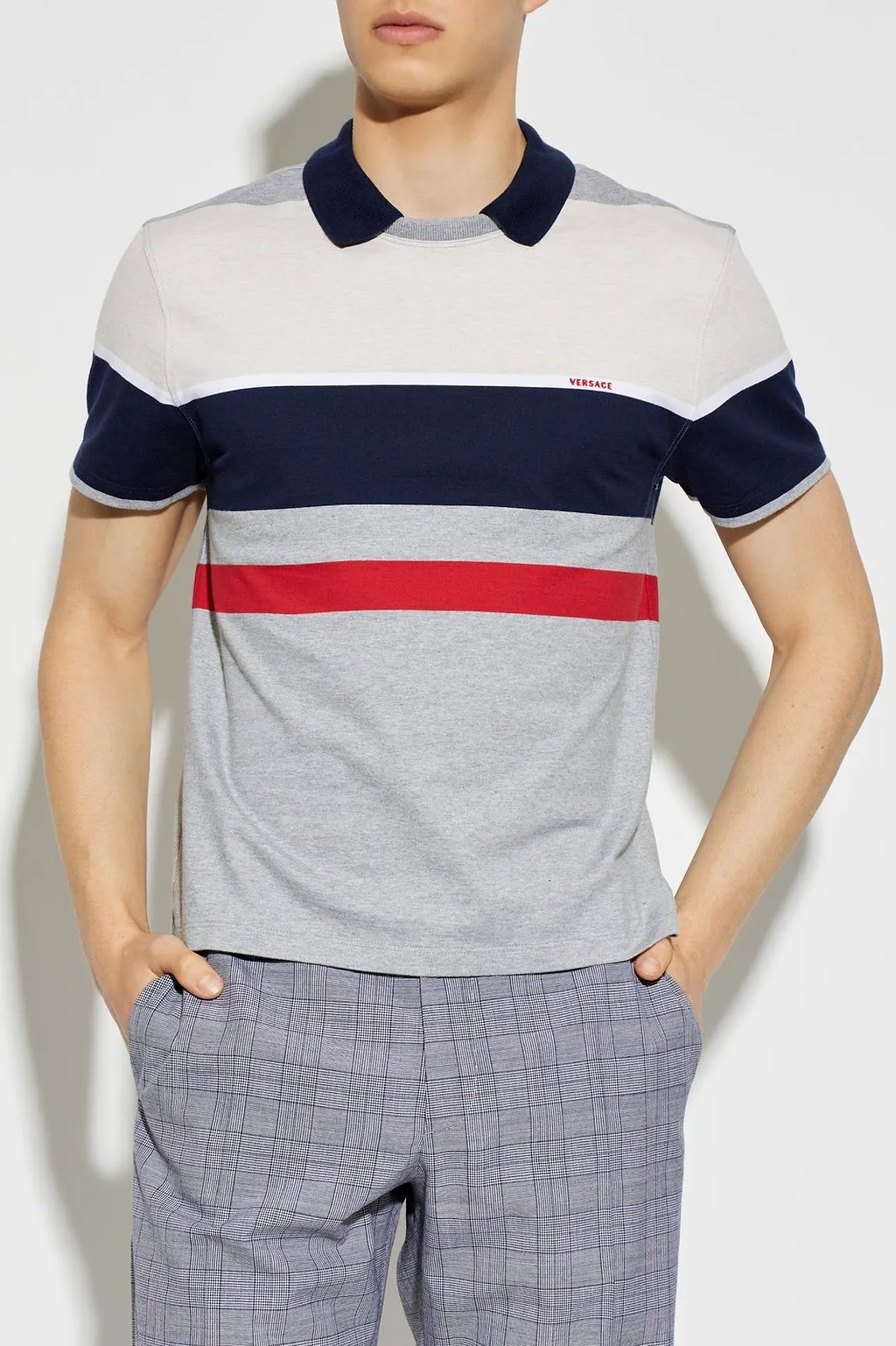 Versace Striped Short-Sleeved Polo Shirt