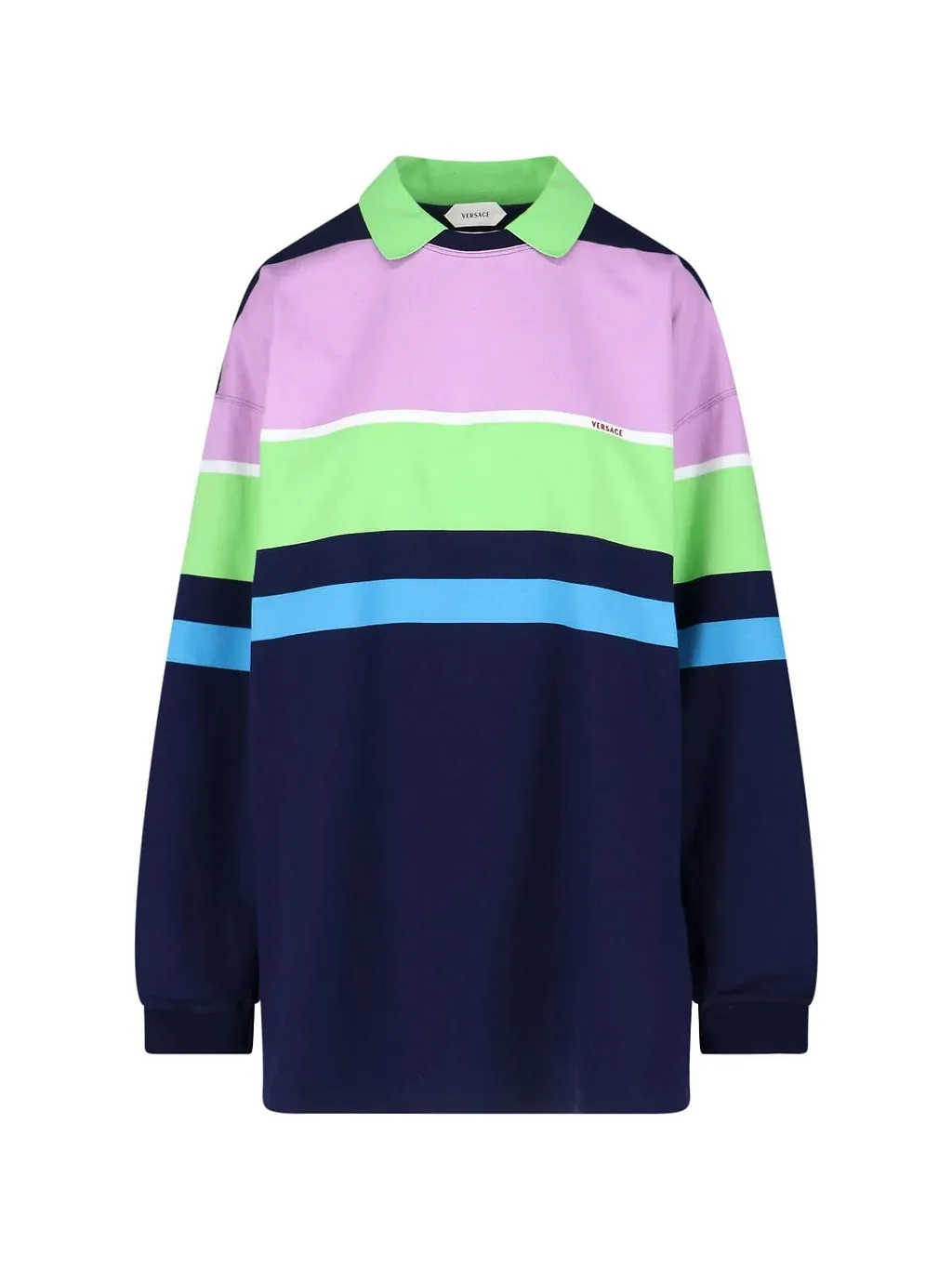 Versace Striped Knitted Polo Jumper