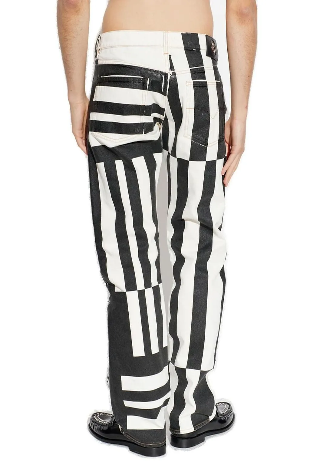 Versace Striped Straight Leg Jeans