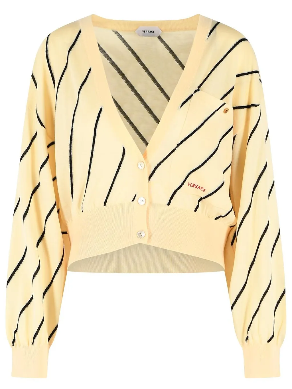 Versace Striped V-Neck Cardigan