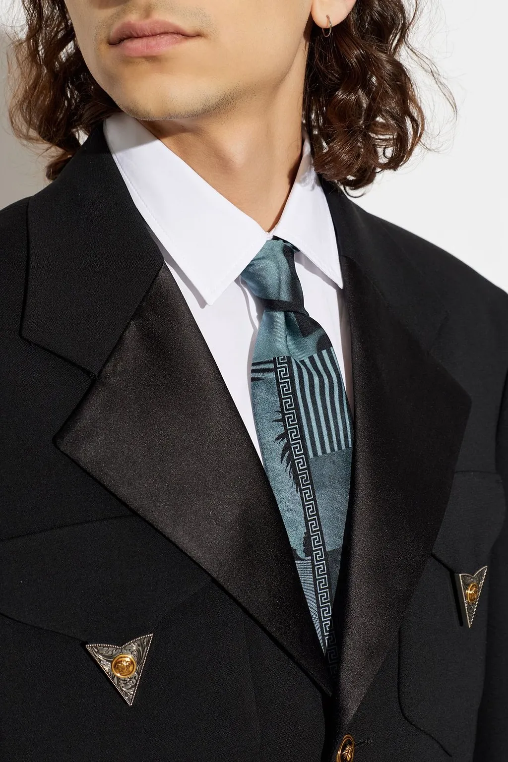 Versace Sunset Palms Print Tie