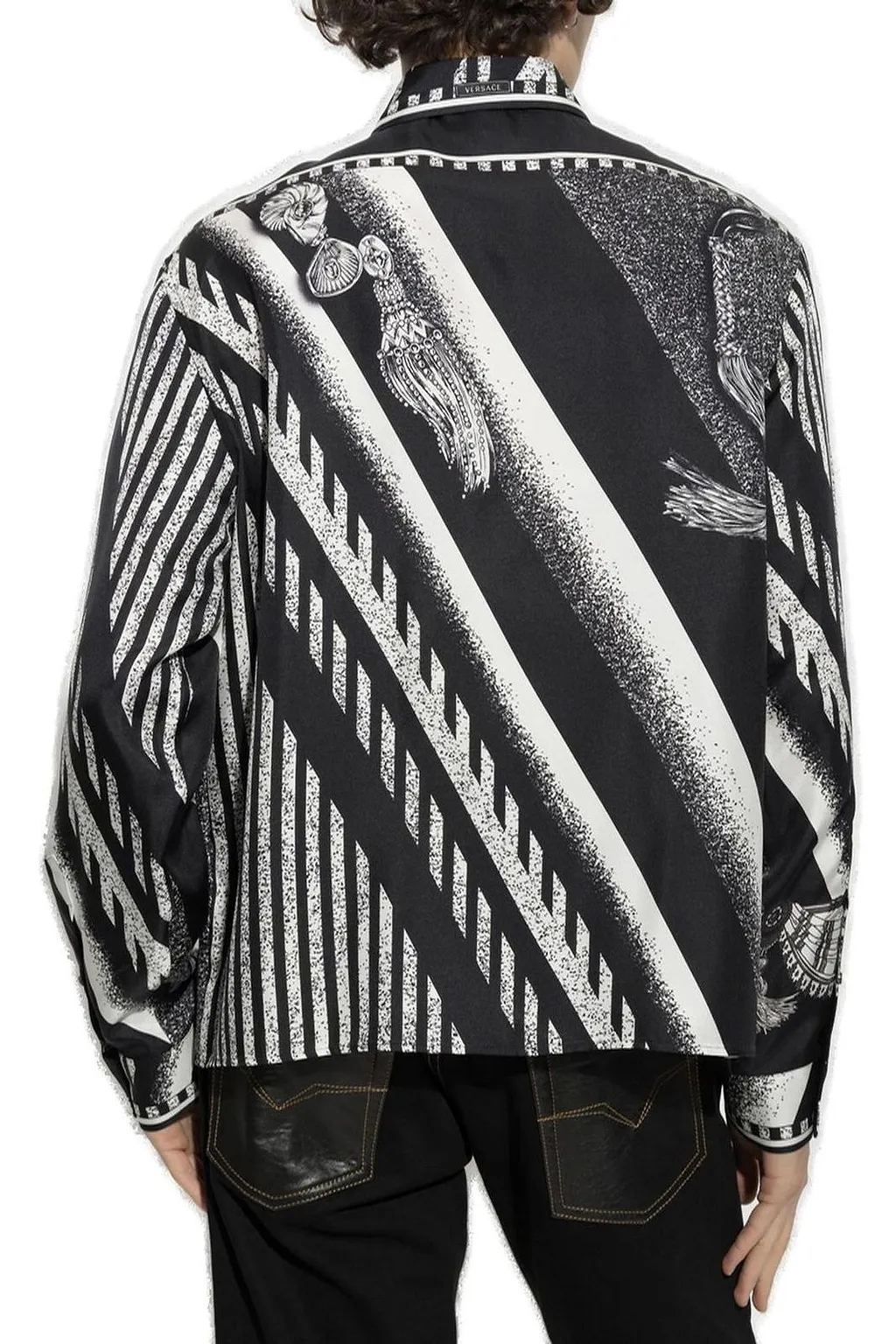 Versace Tassel Printed Long-Sleeved Shirt