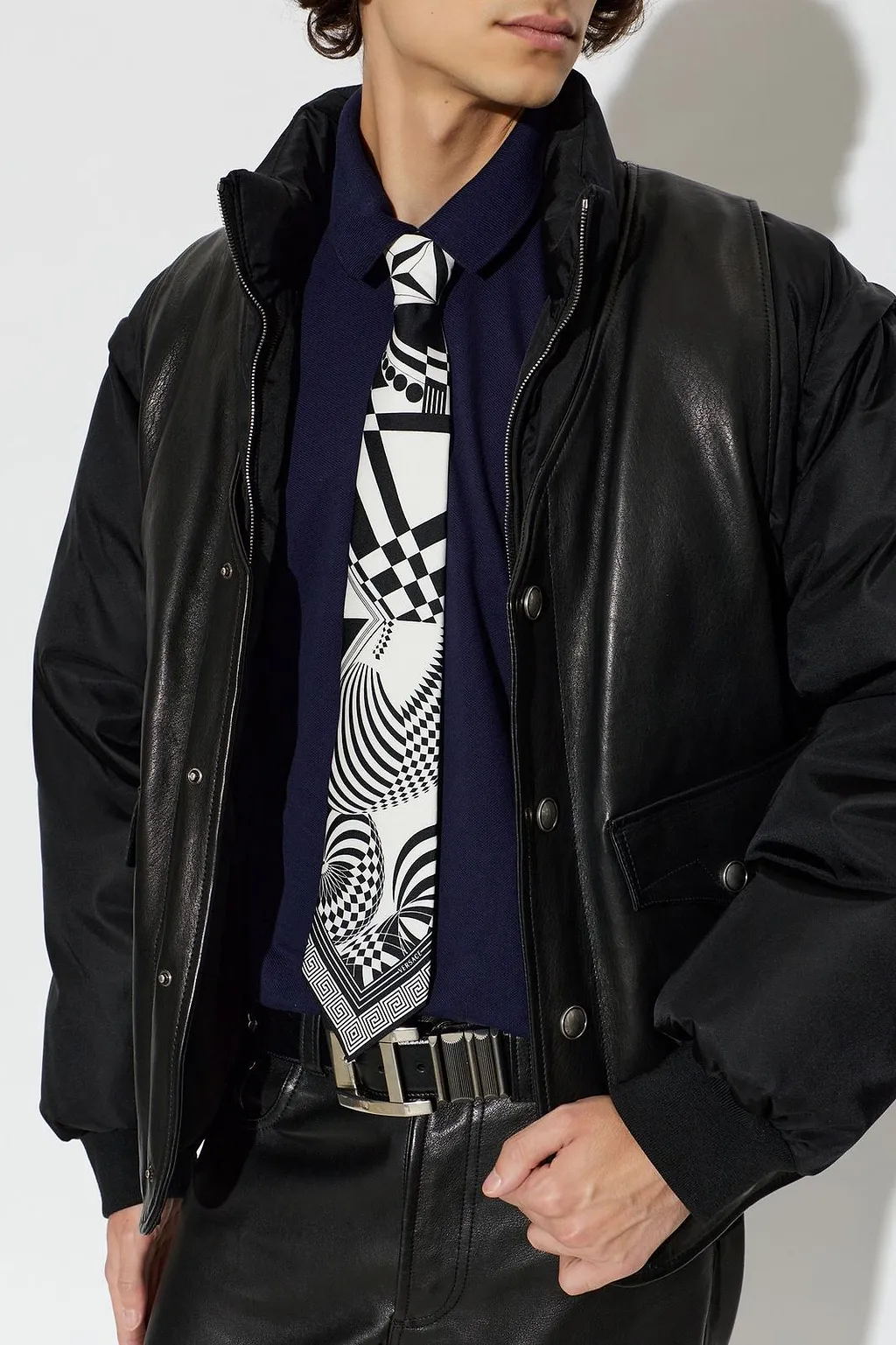 Versace Teatro Optical-Print Tie