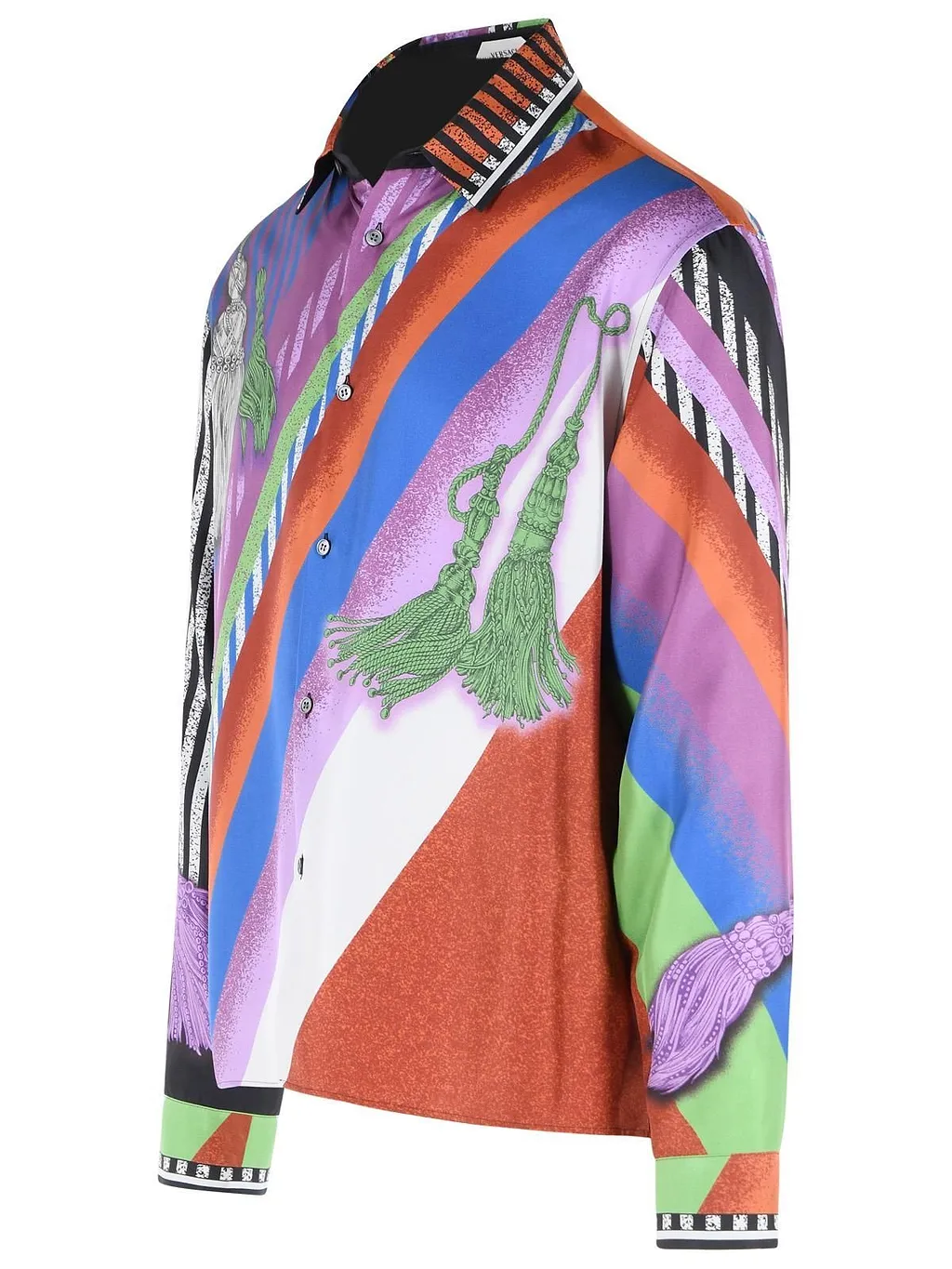 Versace Tassel Printed Long-Sleeve Shirt