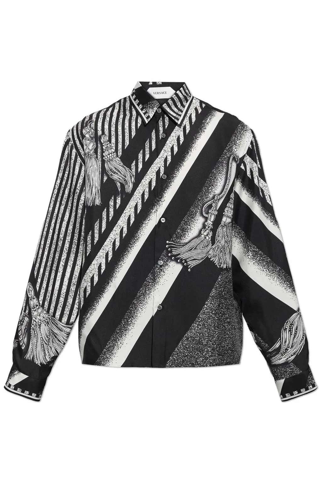 Versace Tassel Printed Long-Sleeved Shirt