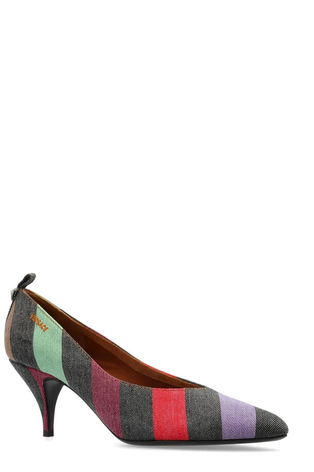 Versace Tina Striped Kitten Heel Pumps