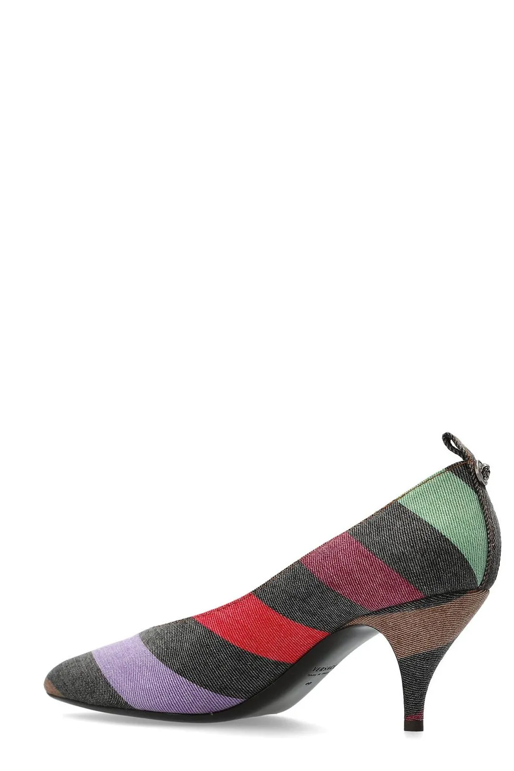 Versace Tina Striped Kitten Heel Pumps